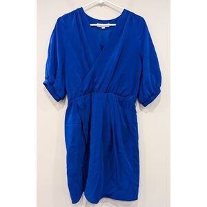 Amanda Uprichard Blue 100% Silk Wrap Front Dress Size Medium